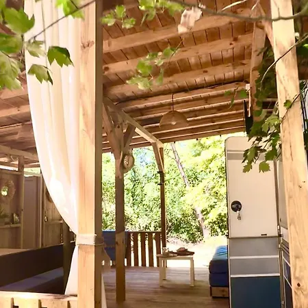 каравана синята маймуна плаж градина # Rv Blue Monkey On The Campingplads