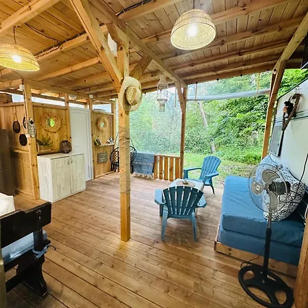 каравана синята маймуна плаж градина # Rv Blue Monkey On The Campingplads