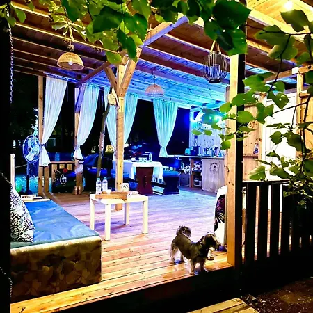 Campsite каравана синята маймуна плаж градина # Rv Blue Monkey On The