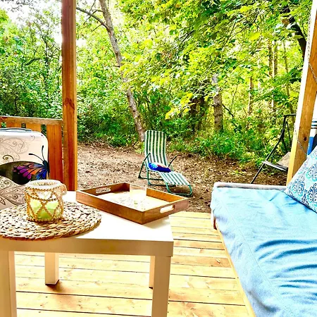 Campsite каравана синята маймуна плаж градина # Rv Blue Monkey On The Chernomorets